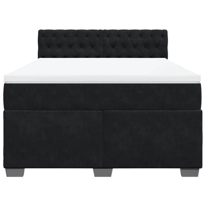 Maison Exclusive - Bed Slat Base with Mattress Black 140x200 Cm Velvet