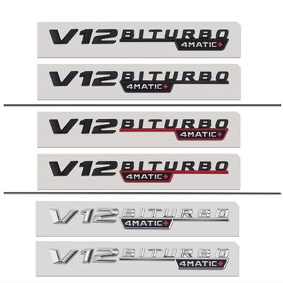 Etiquetas para letras 3D cromadas para coche V12 BITURBO 4MATIC+ para C43 C63 C63S E43 E53 E63S S65L, pegatinas laterales para guardabarros delantero