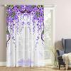2 Pcs Elegant Purple Wisteria Sheer Curtain – Polyester Rod Pocket for Living Room Bedroom Balcony Study Decor
