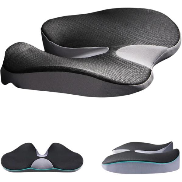 Seat Cushion – Non-Slip Orthopedic Memory Foam Pad for Tailbone, Sciatica & Back Pain Relief, Comfortable Large Pad for Office Chair, Car, Home,