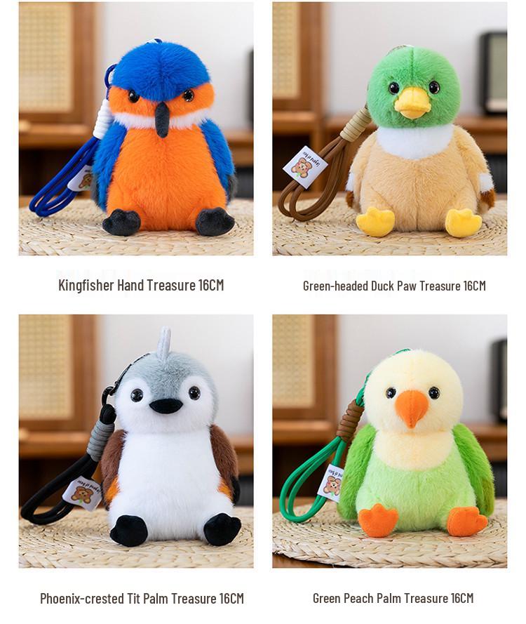 Small Plush Bird Keychain - Penguin & Parrot Figures Hanging Ornament