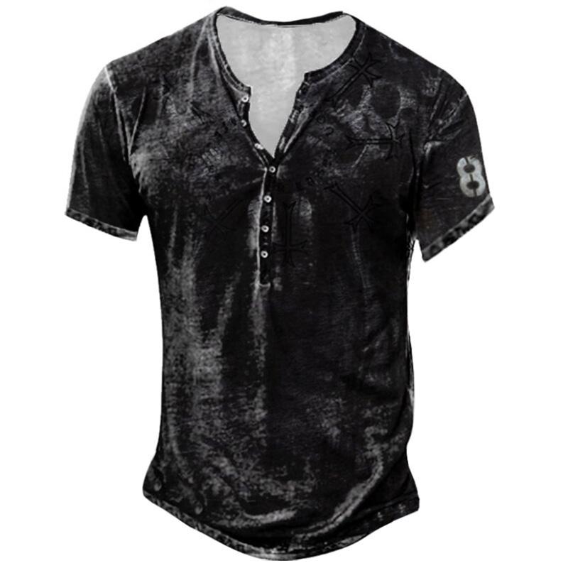 

Мужские футболки с коротким рукавом и перекрестными бретелями, повседневные мешковатые рубашки с V-образным вырезом, винтажные рубашки с пуговицами A-M