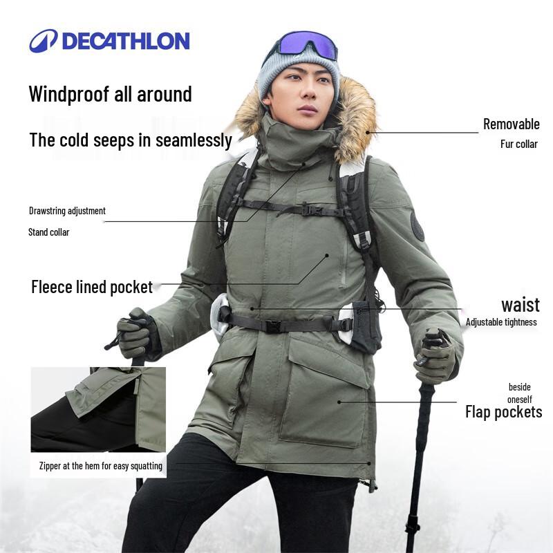 Męska zimowa parka z kapturem Decathlon
