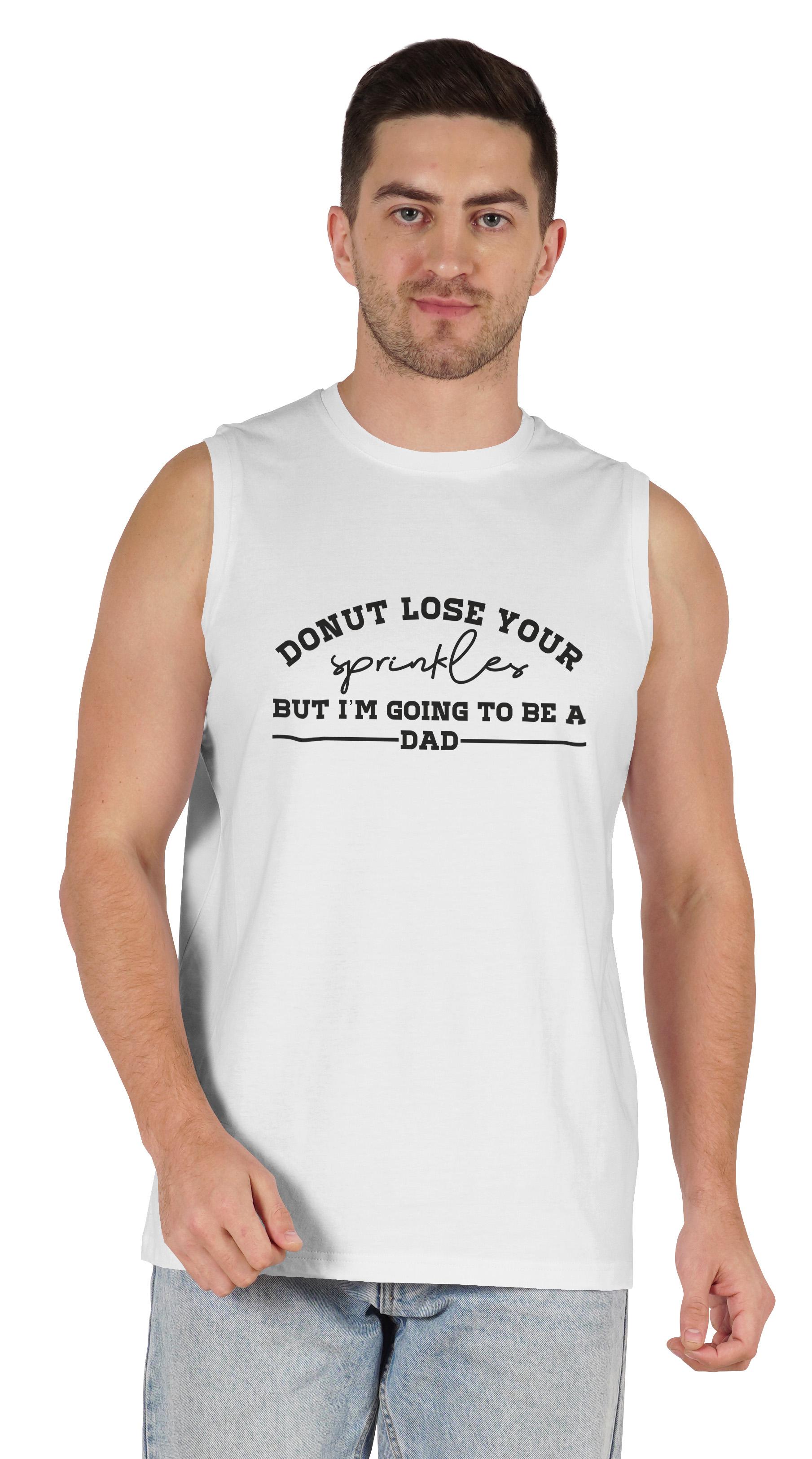 

Inkmeso Men s Tshirt Donut Loose Your Sprinkles But I m Going To Be A Dad Graphic Tshirt For Pregnancy XX-Large білий