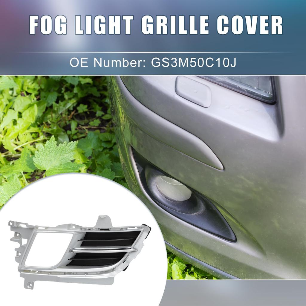 ABSOPRO Front Left and Right Side Fog Light Grille Cover Part Number Compatible with Mazda Silver 1 Pair Trim, GS3M50C10J, 6, 2009-2010, Tone,