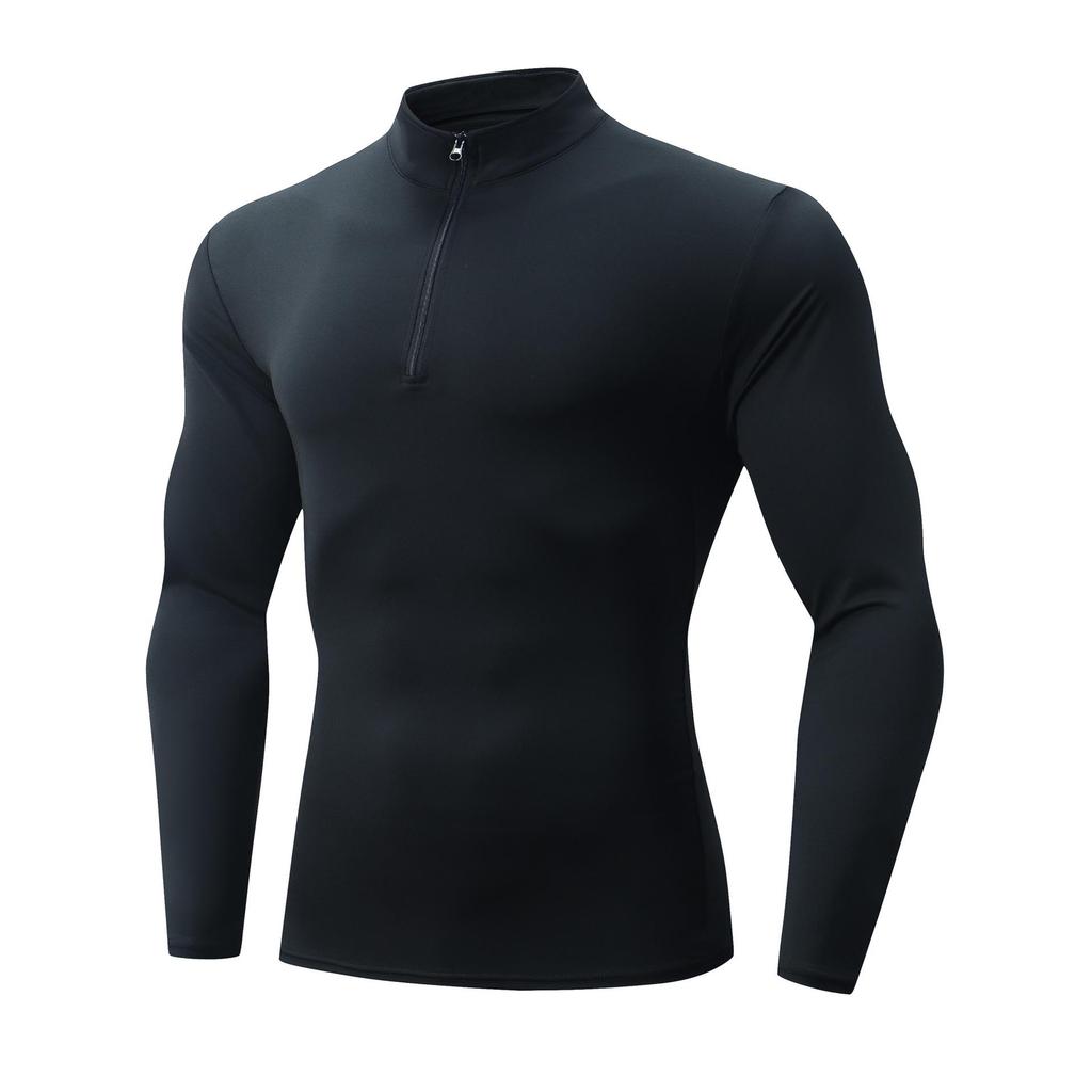 Men's Stand Collar Zipper Long Sleeve Fitness Top - Autumn/Winter Running & Sports