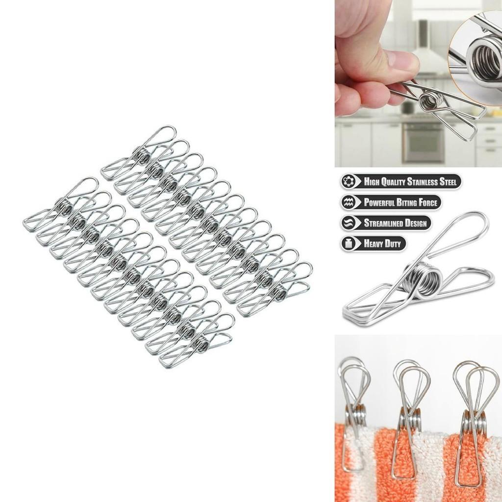 Pinze da bucato compatte ed eleganti in acciaio inossidabile da 20x per uso domestico e in ufficio multiuso