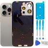 Original 15 Pro Back Glass Replacement & with Plate & Flex Cable and All Parts, Pre-Installed Camera Frame for iPhone 15 Pro + Repair Tools (Natural