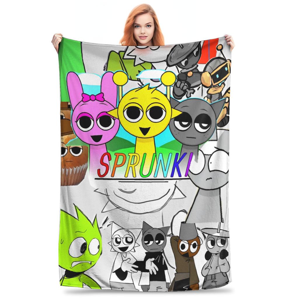 Incredibox Sprunki Game Blanket Fleece Spring/Autumn  Portable Warm Throw Blanket for Home Outdoor Plush Thin Quilt