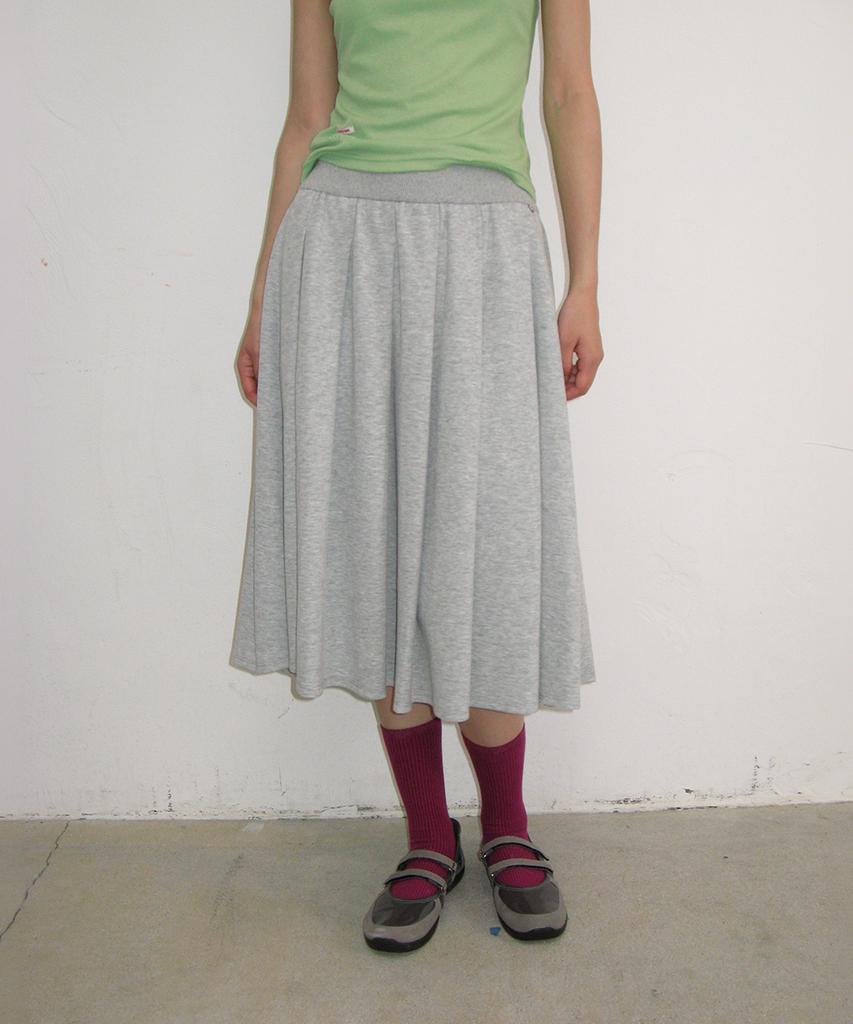 Ronron Pleats Sweat Long Skirt Gray