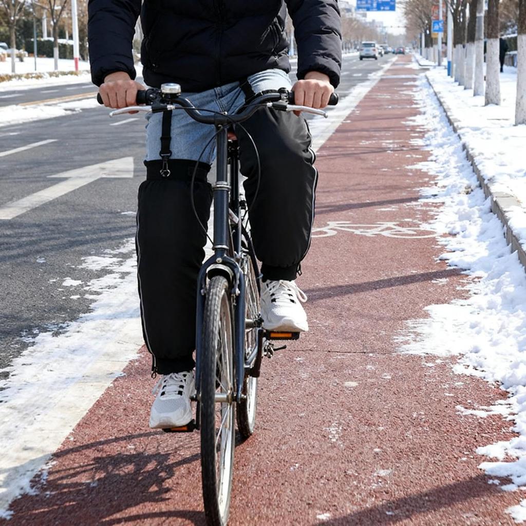 RUIXIA1 Motorcycle Leg Warmer, Winter, Knee Support, Fleece Lined, Repellent, Anti-Slip, Hook Included,