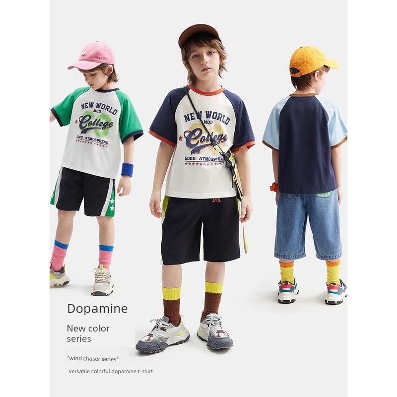 Moisture-Absorbing and Quick-Drying Mqd Children's Short-Sleeved T-Shirt Baby New Summer Clothing American College Style Tops for Boys and Girls