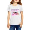 Fashionable Round Neck Short Sleeve Work Clothes Printed Tops For KID Summer Tops