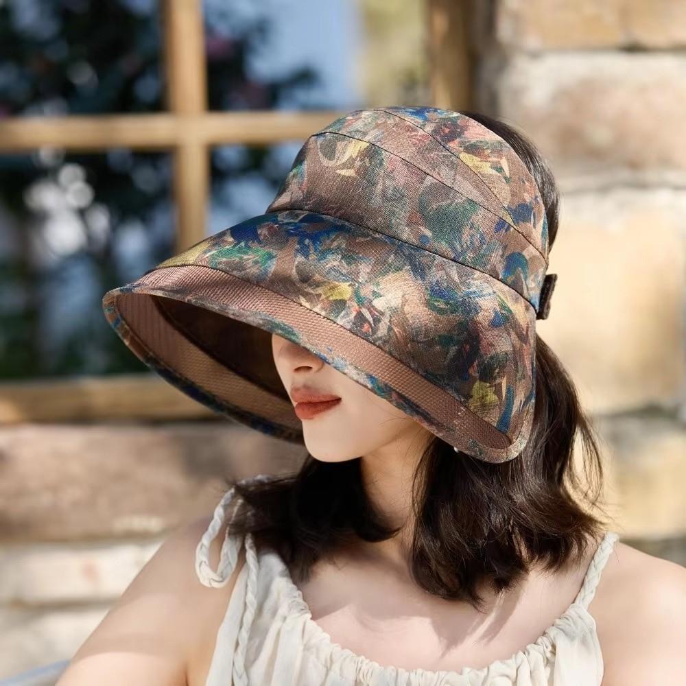 Breathable Flower Empty Top Cap Adjustable Large Brim Sun Hat Anti-Sun Fisherman Hat  Outdoor
