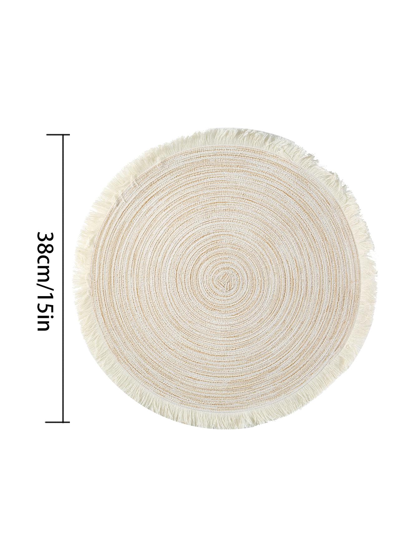 

1pcs Hot Selling Fringe Eco-friendly Polyester Cheap Table Mat Placemats Kitchen Mat mantel individual para mesa set de table 38cm&Round