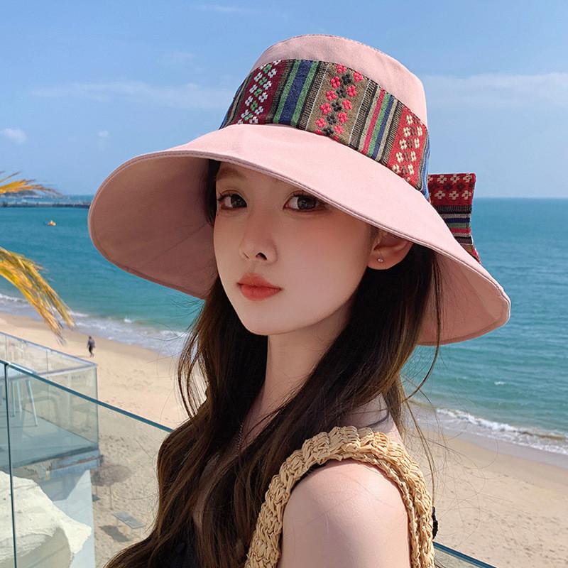 Bohemian Style Floppy Hat With Breathable Cotton For Summer Outdoor Travel