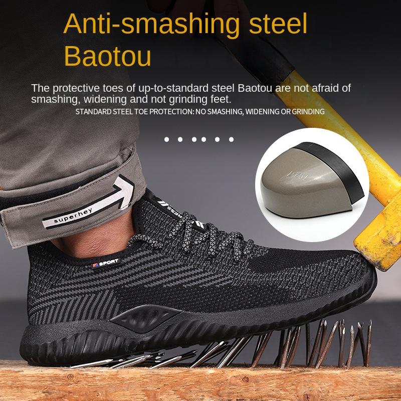 Labor Shoes Men, Wear-resistant and Tie-resistant Lightweight Steel Bag Head, Smash-proof and Stab-proof Soft Sole, Safety Work Shoes