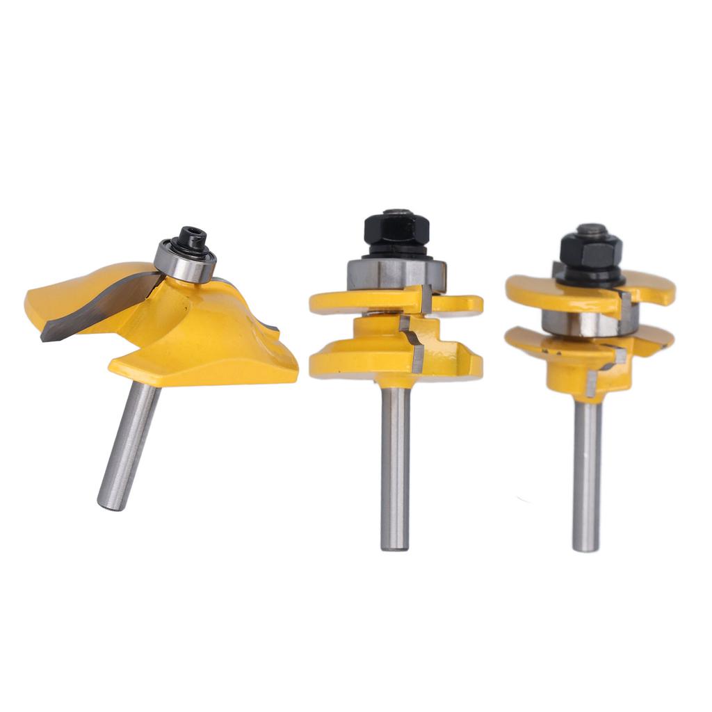 3Pcs Rail Stile Router Bits Roman Ogee Bit Woodworking Groove Tongue Milling Tool 14in Shank
