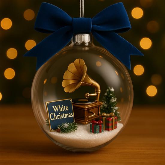 Christmas Snow Ball Ornaments Vintage Sewing Machine/Village Scene/Big Foot Xmas Tree Ornaments Winter Clear