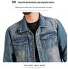 Xintang Men's Rhinestone-Studded Denim Jacket - Plus Size, Heavy Embroidery, Loose Fit Outwear