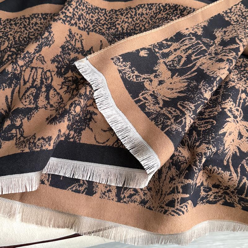 New Women Two-Sided Print Scarf Imitation Cashmere Soft Warm Pashmina Shawl Winter Coldproof Windproof Blanket Scarf
