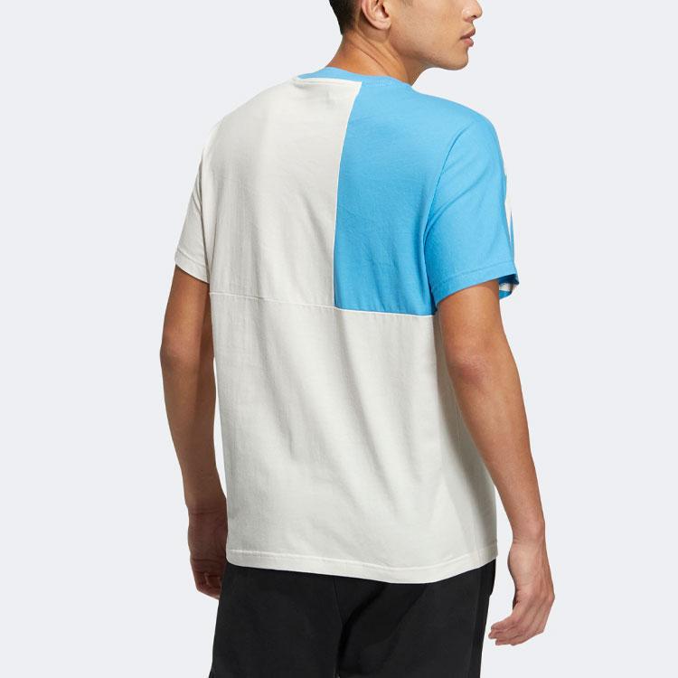 adidas Neo Colorblock Letter Print Sports T-Shirt Men Tops Blue White HS8826