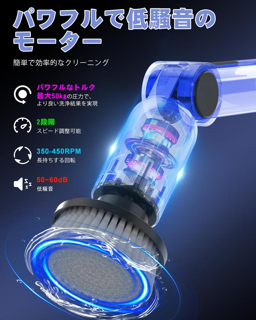 Tipkook Bath Polisher Battery Level Cordless Electric Cleaning Brush with 5000mAh IPX7 Adjustable Brush 8 Replacement Brushes Handheld Electric