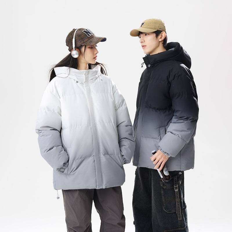 Couple's winter coat, new thickened warm casual hooded cotton coat, men's trendy bread coat, versatile jacket for men