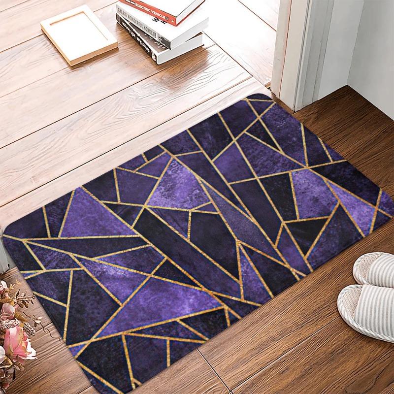 Purple Green Geometric Striped Nordic Style Anti-Slip Decorative Kitchen Bathroom Doormat Carpet Rug Indoor Home Floor Mat
