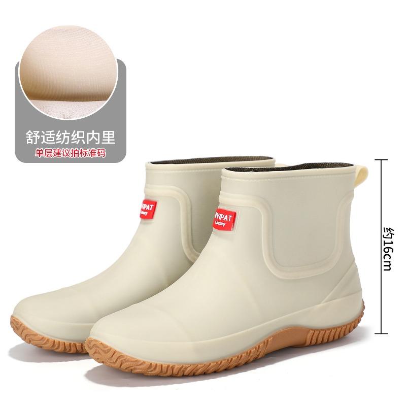 

Fleece fashion rain shoes women s short thermal rain boots water shoes low-top water boots anti-skid car wash shoes 44