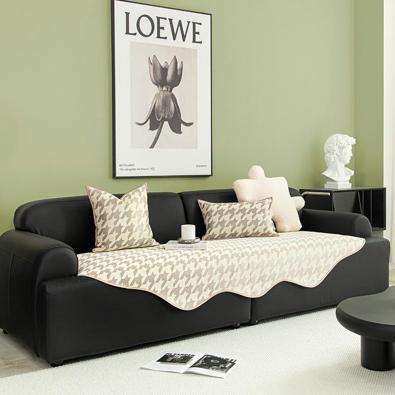 

Неправильной формы специальный диванный подушка Летний коврик из ледяного шелка Подушка для сиденья Летний нескользящий чехол в клетку «Тысяча птиц» Ткань для чехла 90*90cm