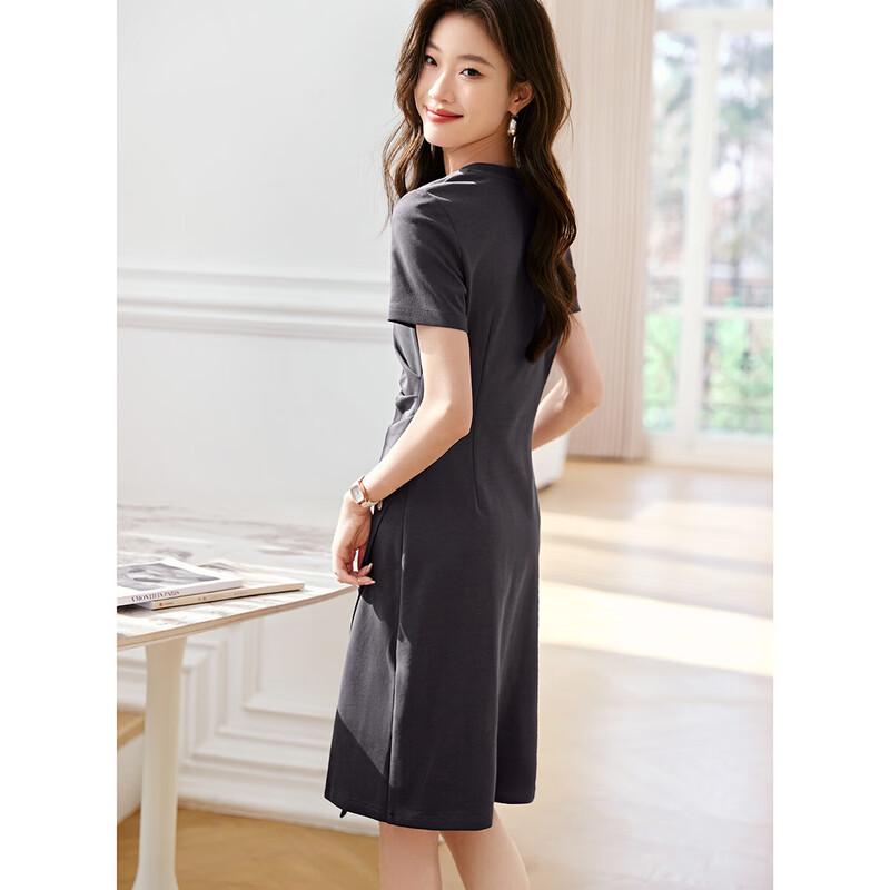 Casual T-Shirt Dress with Pleated Slit