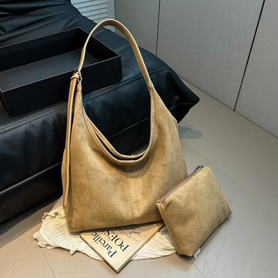 Suede Bag Women's New Autumn and Winter Large-capacity Matte Leather Shoulder Bag Textured Commuter Tote Bag