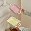 Sinple Cheese Baked Ri Baking Tray Ramic Double Ear Handheld Pattern Baking Bowl Household Microwave Oven Dessert Plate