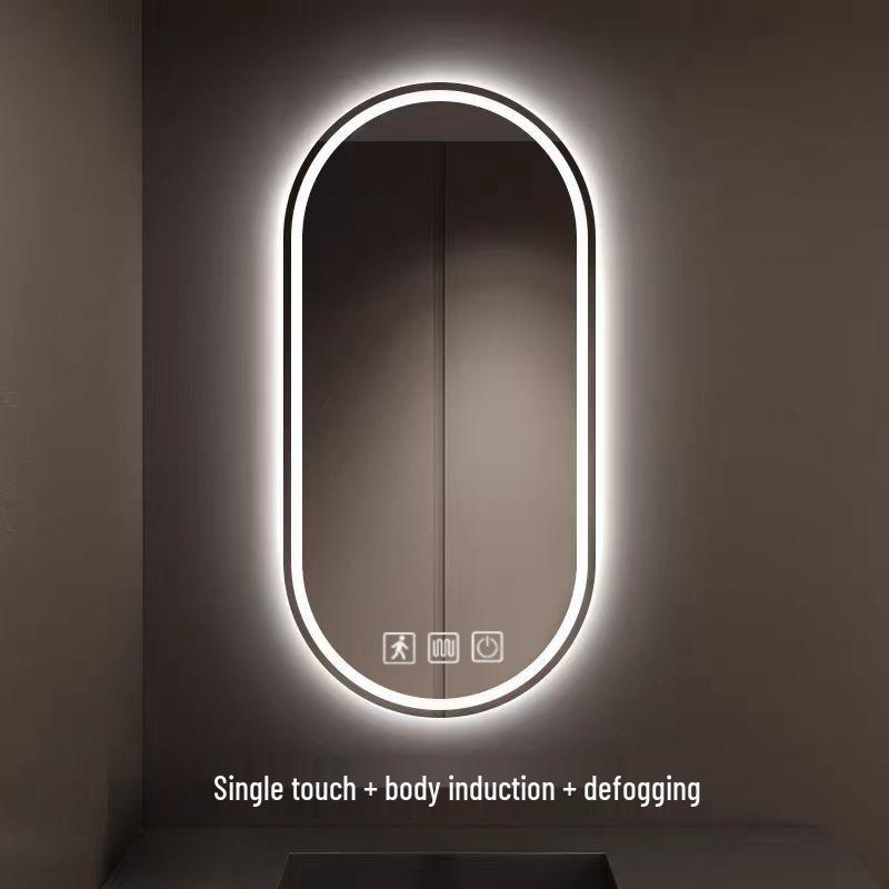 Smart Oval Wall-Mounted LED Makeup Vanity Mirror with Touch Screen