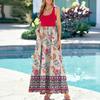 Ladies' floral print summer casual and fashionable sleeveless long dress