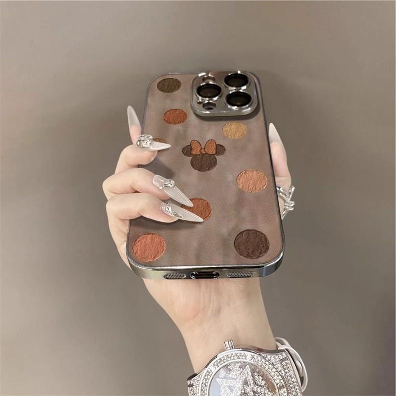 Polka dot minnie apple 17promax mobile phone case anti-drop iphone17pro new silicone mobile phone case electroplating