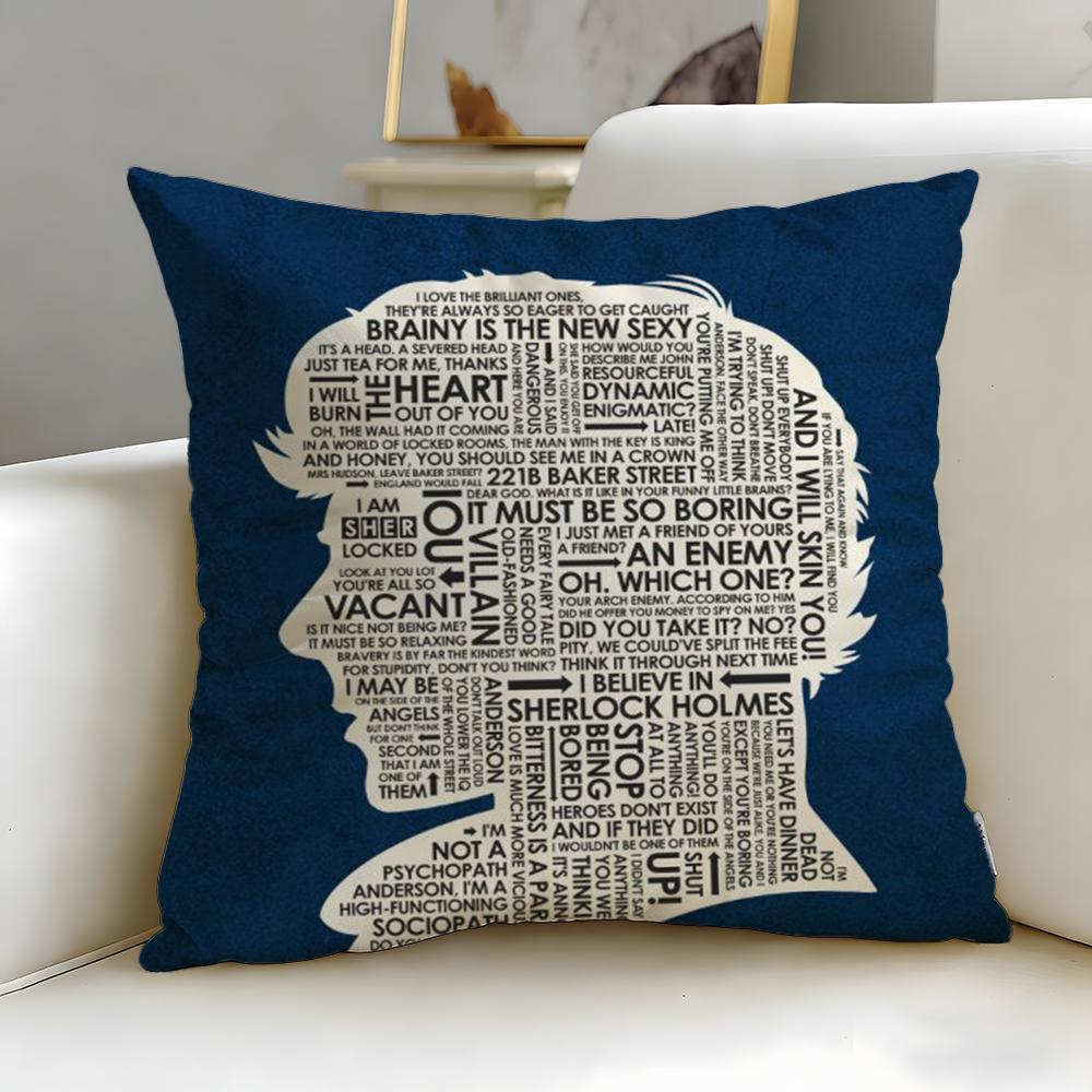 Beliebte Sherlock Holmes Kissenhülle Weich Leicht zu waschen Kissenbezug Vielseitig für Sofa Bett Reise und Büro