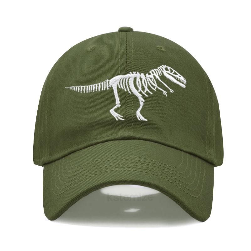 Dinosaur Skeleton Embroidered Baseball Cap for Women Men Fashion Adjustable Soft Cotton Dad Hat Unisex Classic Golf Caps