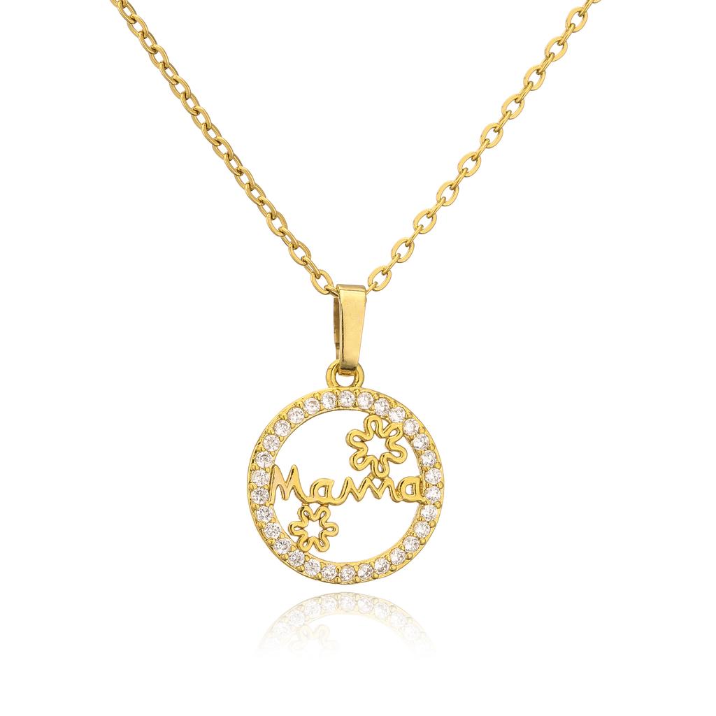 HECHENG,Mother's Day Mama Letter Pendant Necklace For Women,Stainless steel  Chain Choker Personality Zircon New Gifts