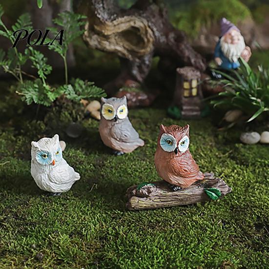 Decorative Garden Owls Mini Simulation Owl Resin Figurine, Lifelike Feather Texture Animal Statue, Weather-Resistant Micro Creative Scene Accessories