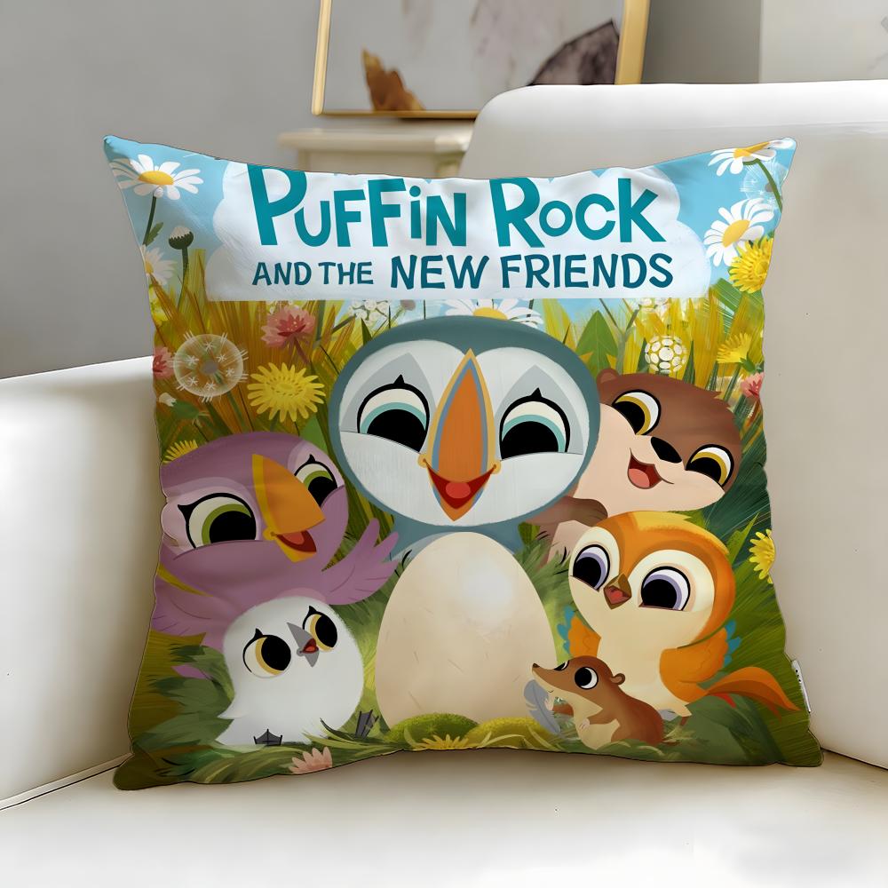 

classic cartoon Puffin Rock Cushion Cover Soft & Easy-Wash Pillow Case – Versatile for Couch, Bed, Travel and Office 30cmx30cm
