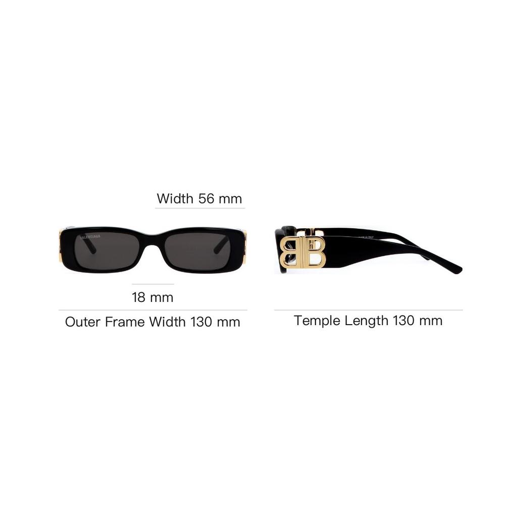Balenciaga UV Protection Stylish Avant-Garde Rectangular Sunglasses Unisex Sunglasses Black BB0096S001