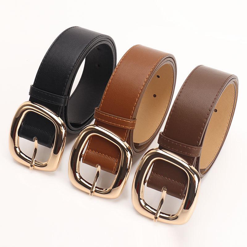 Trapezoidal Pin Buckle Wide Women'S Belt Commuter Casual Style With Jeans Clothing Belt Women
