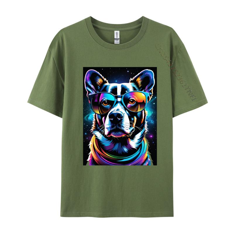 Dog Illustration Tshirt Men T Shirts Colorful Print Tees Big And Tall T Shirts All Cotton Tops Tees Tee Shirts