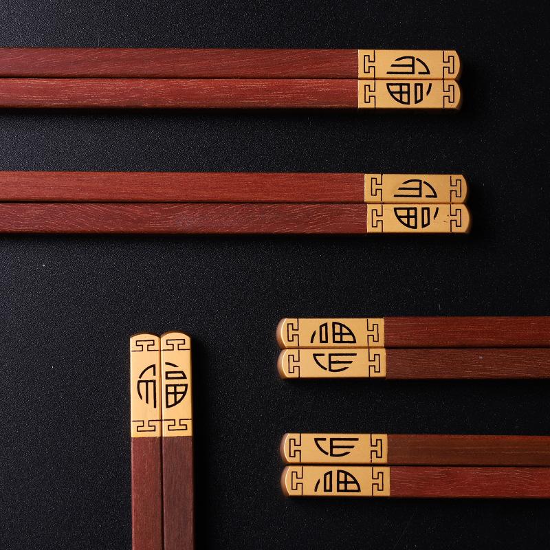 Alta Qualidade Premium Sândalo Vermelho Natural Palitos de Chopsticks Embalagem Caixa de Presente Talheres Domésticos Conjunto de Talheres Palitos de Chopsticks Chineses