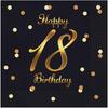 Napkins 18th Birthday Black Gold Happy Birthday Party 33X33Cm 20Pcs.