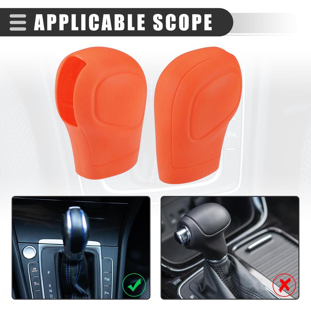 ACROPIX 2 Stück Auto Schalthebelabdeckung Handbremshebelabdeckung Anti-Rutsch Silikon Universell Passend Orange