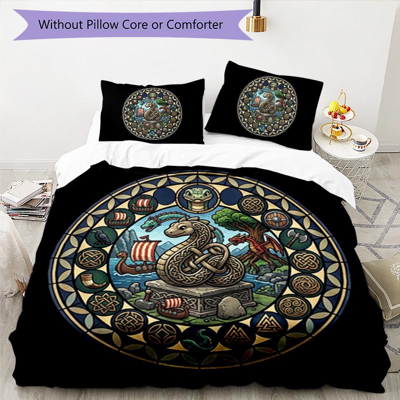 Mythology Symbols Pattern Bedding,Quilt Set Quilt Cover Pillowcase Home Birthday Gift (1*duvet Cover+2*pillowcase,without Core)