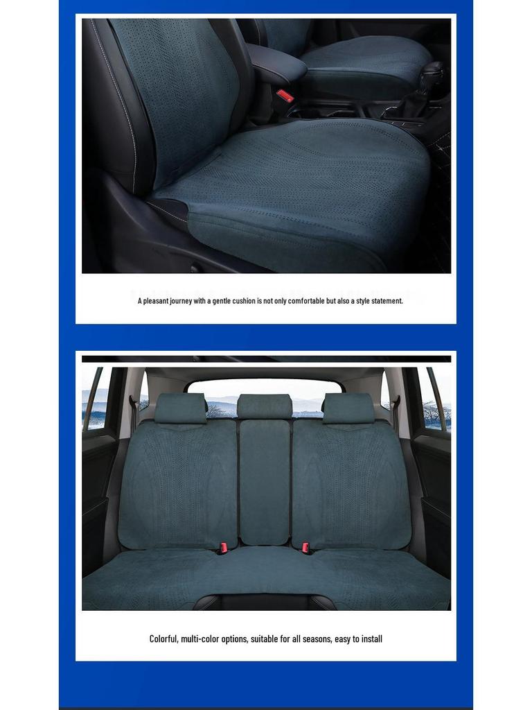 Breathable Suede Car Seat Cushion - Universal Fit, All-Season, Perforated Design